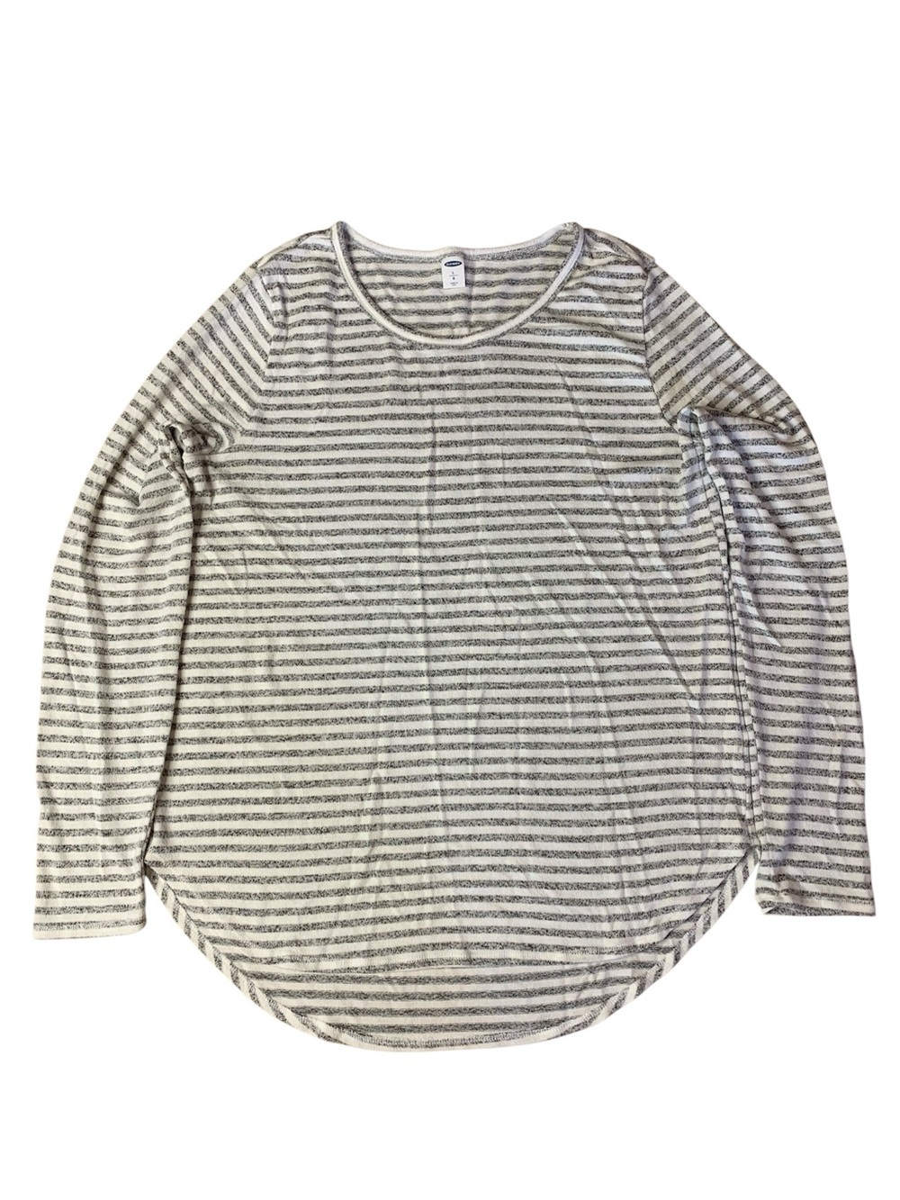50. Old Navy Striped Long Sleeve Scoop Neck Top Grey White Size L